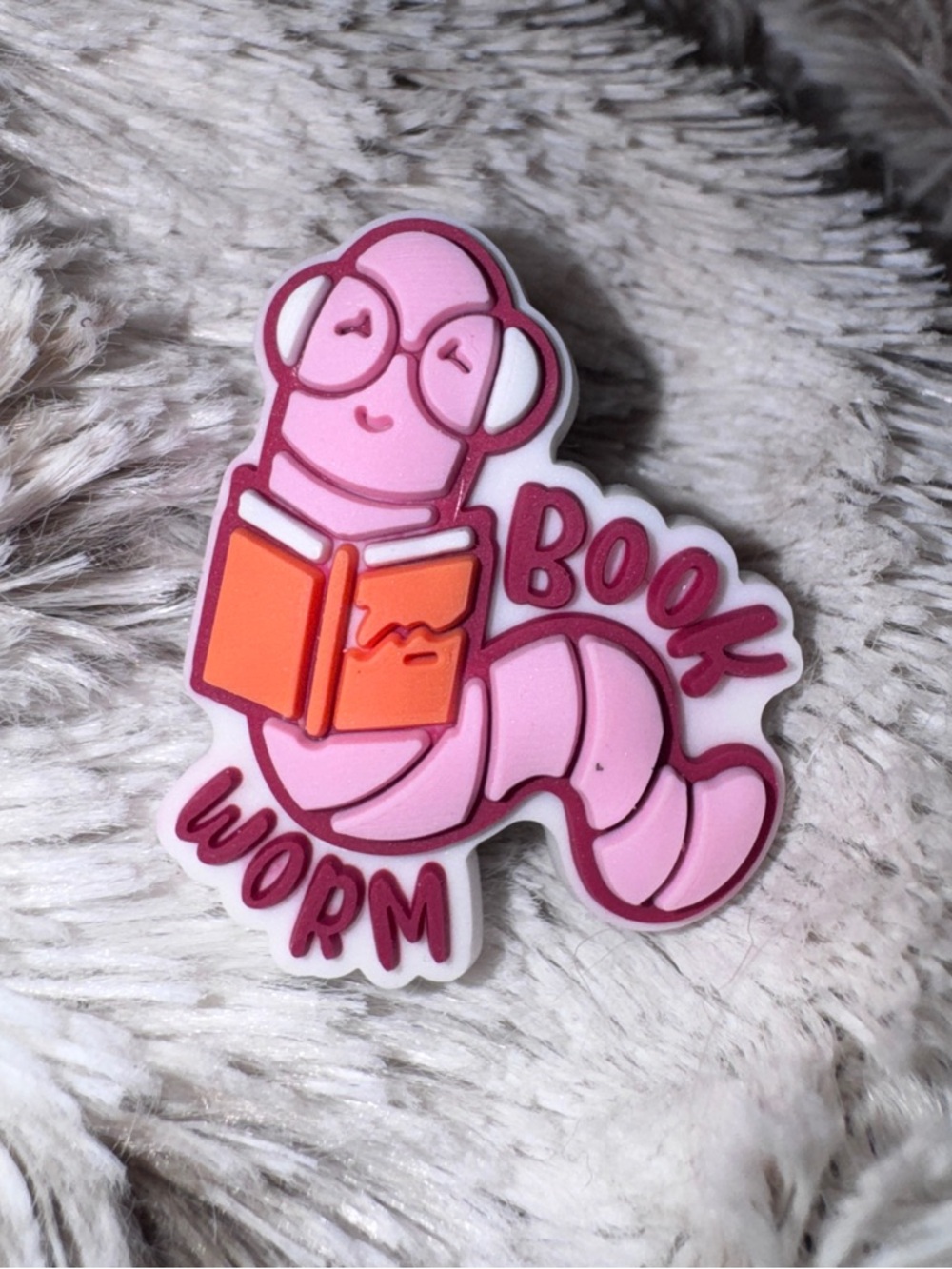 Cutesy Book Worm Shoe Charm Nerdy Pink Crocs Jibbitz 5/$20